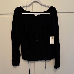 NWT Good American Black Cropped Cardigan